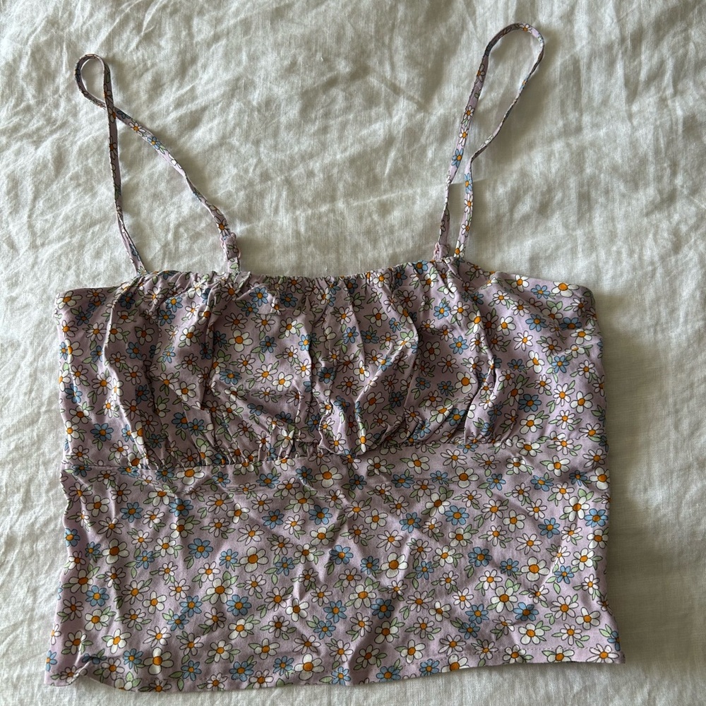 La Hearts Pink Ruffled Crop Camisole